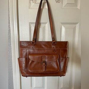 Patricia Nash Bolsena Heritage Brown Leather Tote EUC